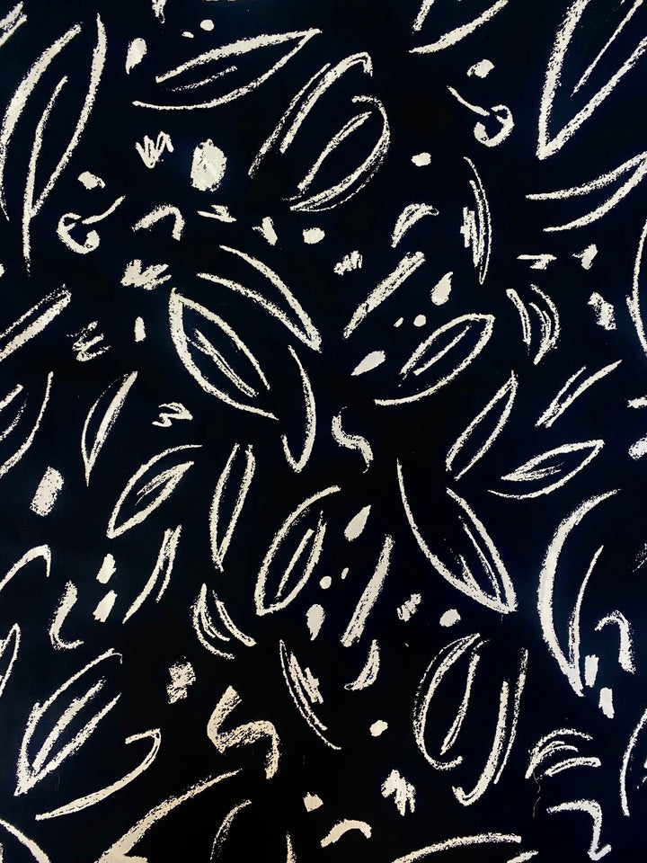 Printed Cotton Poplin Fabric – Black Brushstroke | 100% Cotton