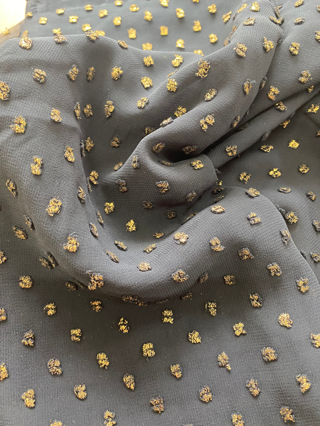Lurex Clip Spot Chiffon Georgette – Gold