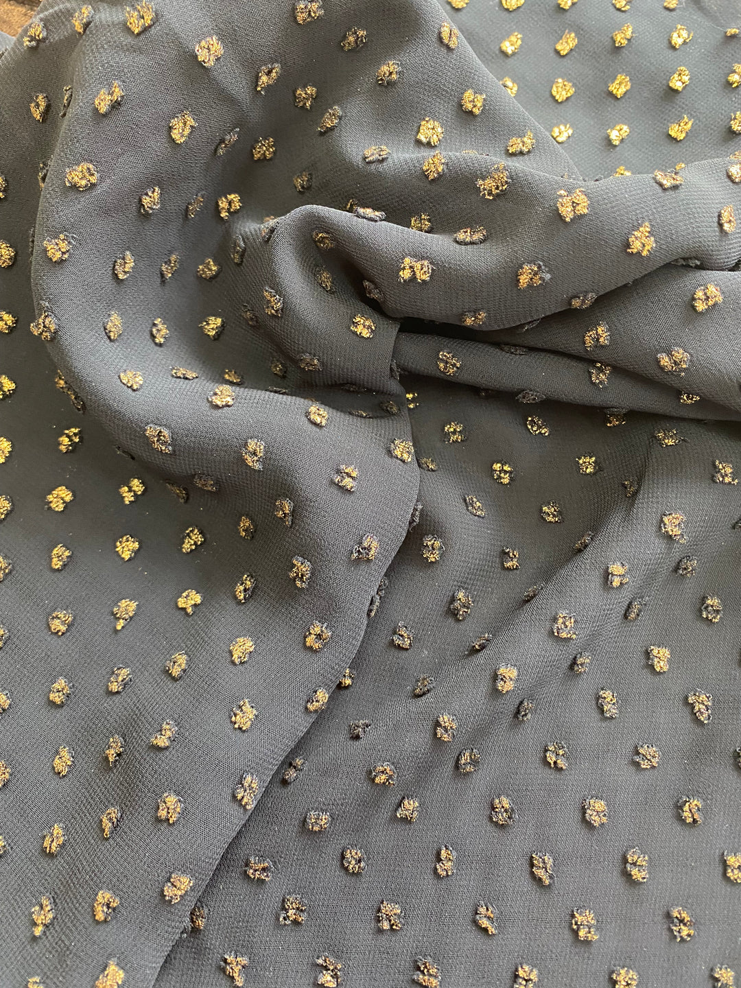 Lurex Clip Spot Chiffon Georgette – Gold
