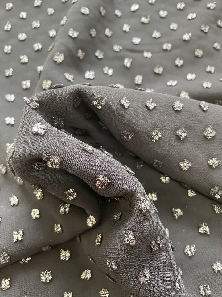 Lurex Clip Spot Chiffon Georgette – Silver