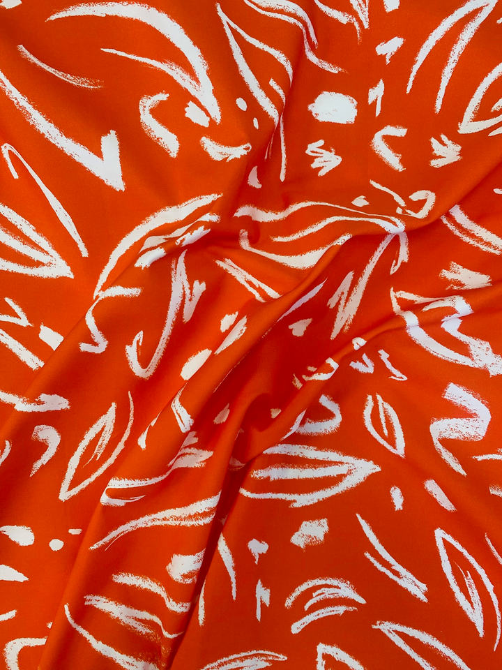 Printed Cotton Poplin Fabric – Red Brushstroke | 100% Cotton